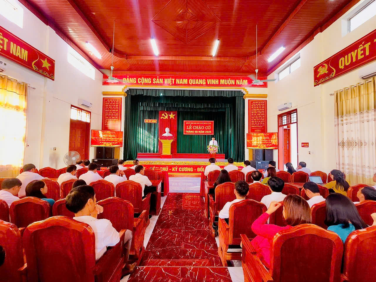 Kỳ Văn tổ chức lễ chào cờ tháng 3 năm 2026 và phát động hưởng ứng cuộc thi trực tuyến tìm hiểu bầu cử Quốc hội và Hội đồng nhân dân các cấp 