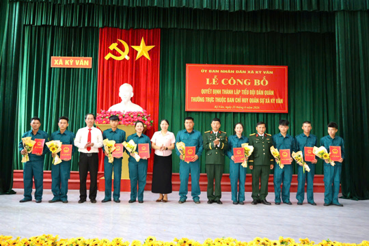 Thành lập Tiểu đội Dân quân thường trực xã Kỳ Văn - tăng cường xây dựng lực lượng vũ trang địa phương vững mạnh