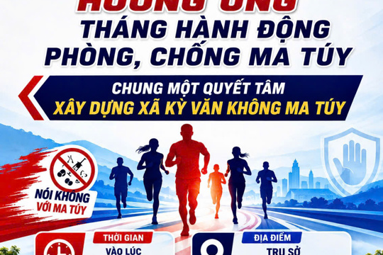 Chạy hưởng ứng Tháng hành động phòng chống ma tuý - chung một quyết tâm xây dựng xã Kỳ Văn không ma tuý
