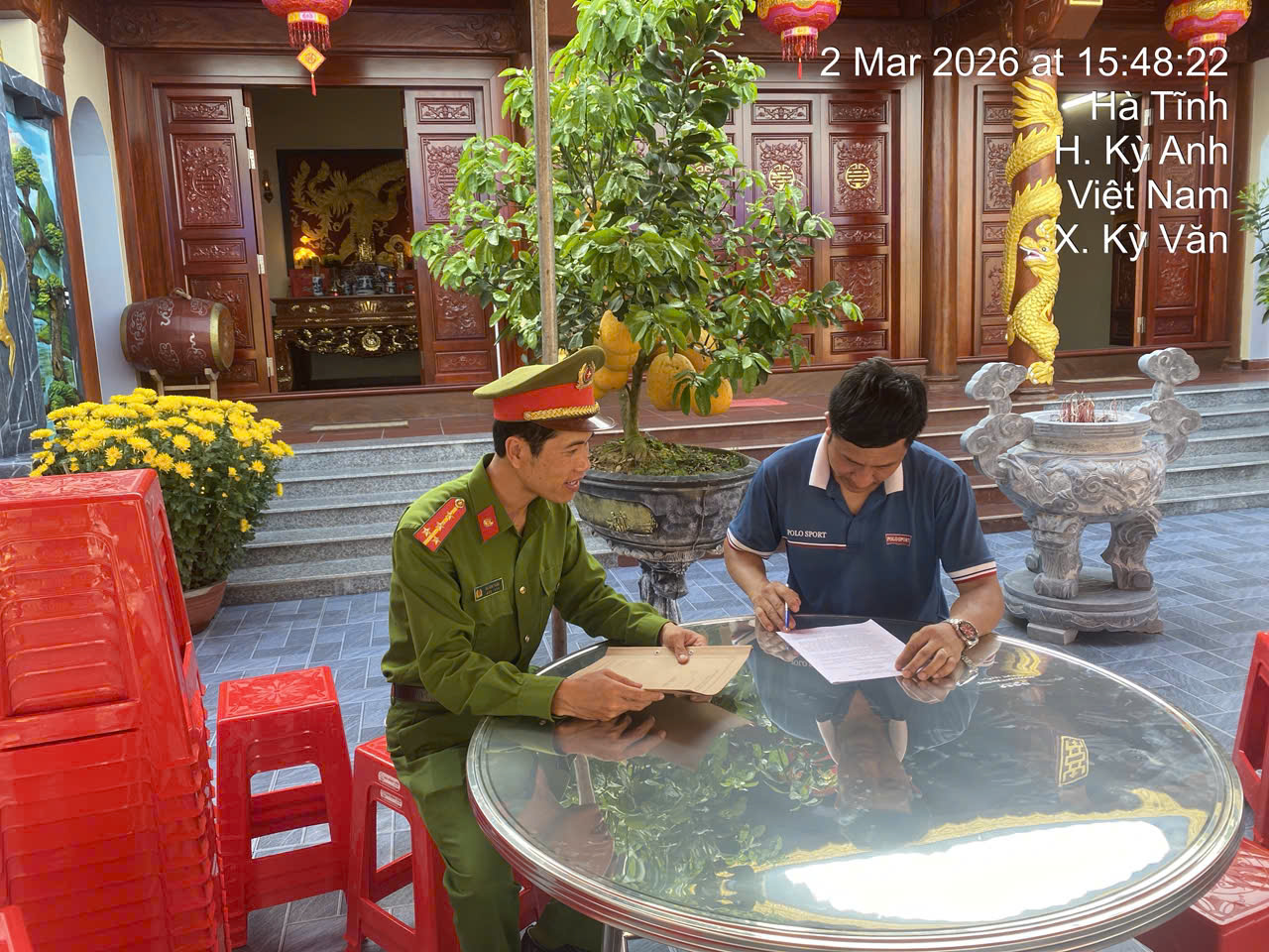 Công an xã Kỳ Văn tuyên truyền công tác phòng cháy chữa cháy tại các điểm nhà thờ họ dịp Rằm tháng Giêng năm Bính Ngọ 2026 