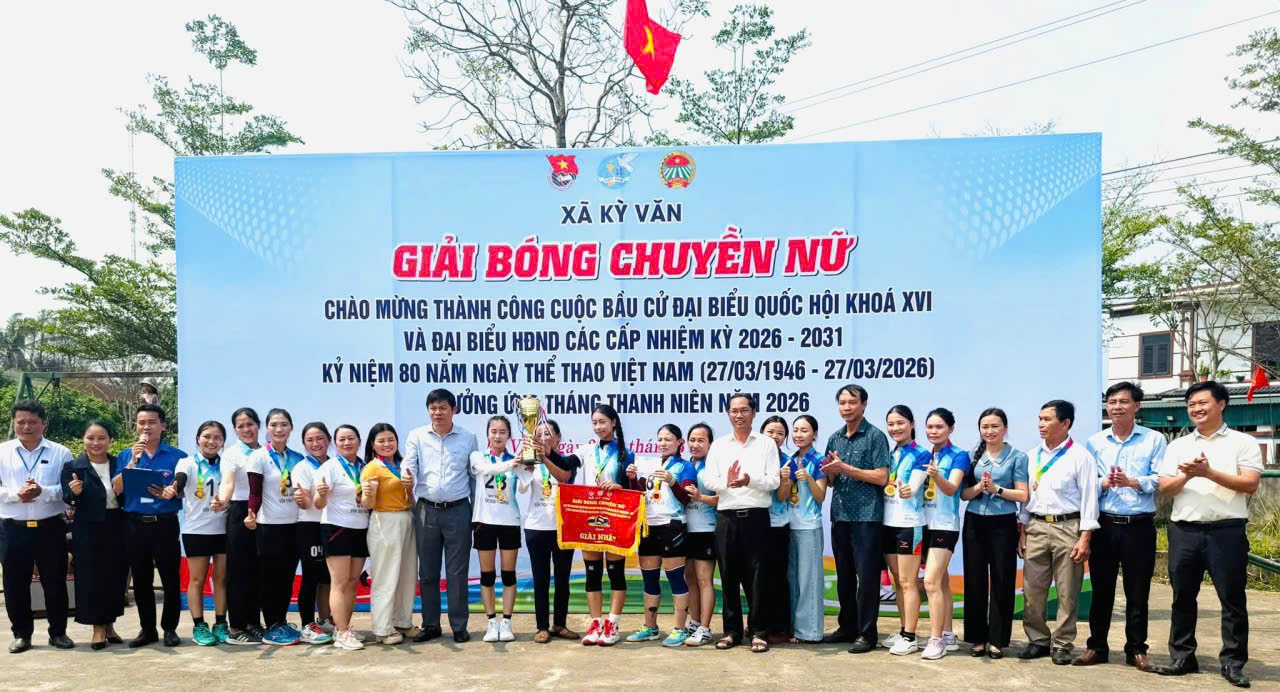 Xã Kỳ Văn tổ chức thành công giải bóng chuyền nữ năm 2026 