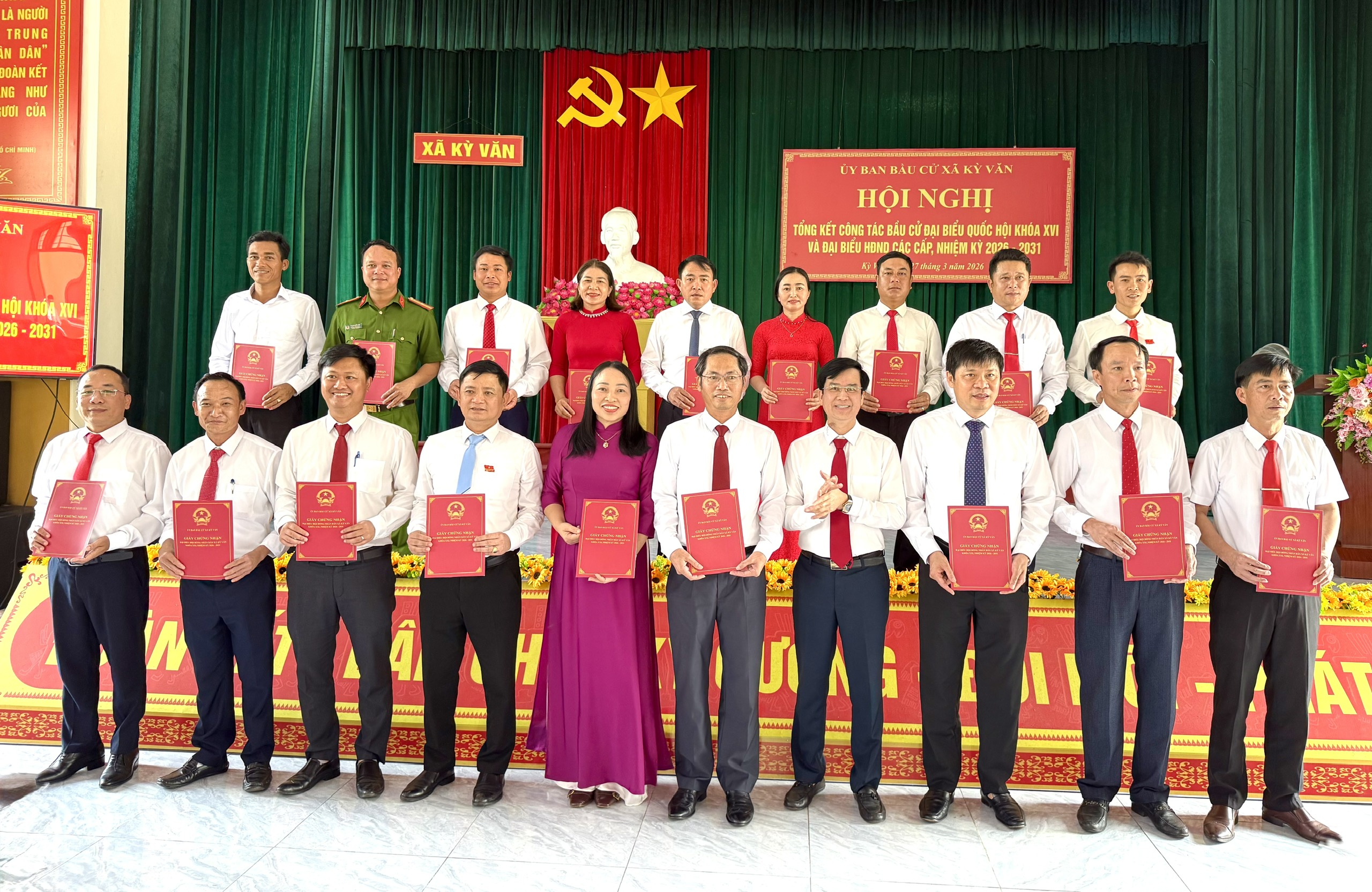 Ủy ban bầu cử xã Kỳ Văn tổ chức hội nghị tổng kết công tác bầu cử đại biểu Quốc hội và đại biểu HĐND các cấp nhiệm kỳ 2026-2031